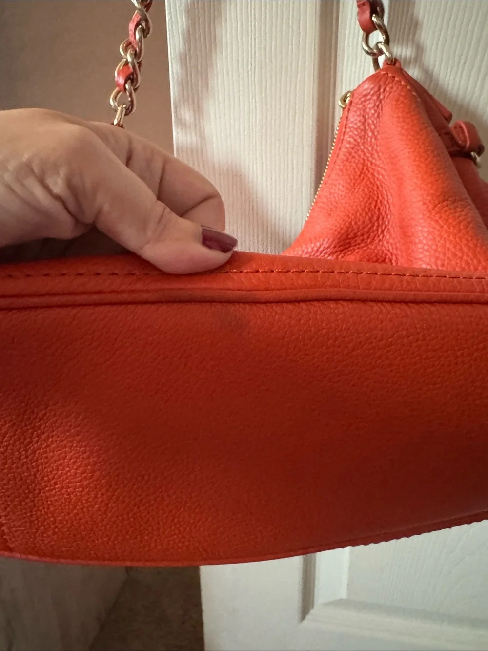 Orange  Leather Hobo Shoulder Bag - Stylish Everyday Carry Kate Spade